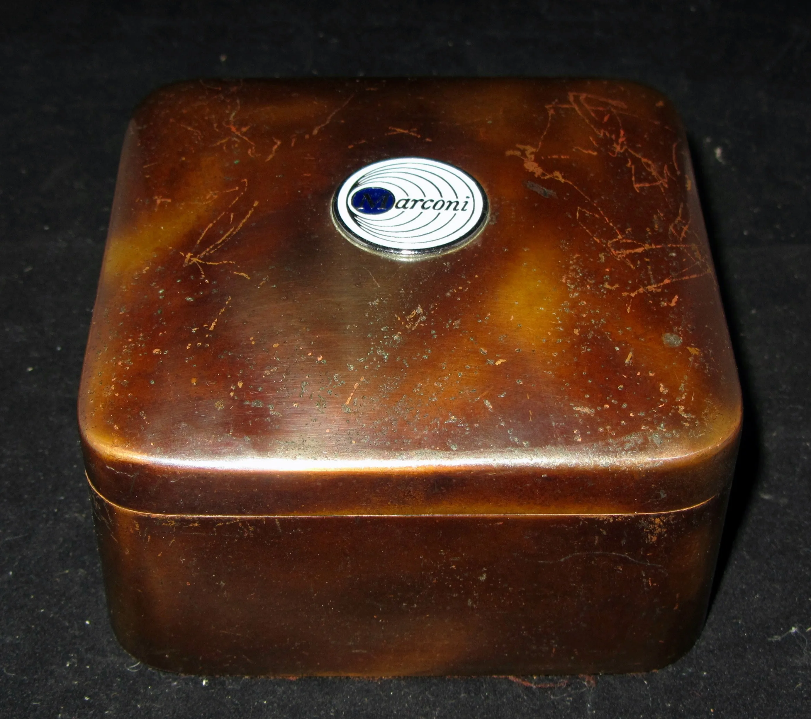 1950s Marconi Bronze/copper Microphone Tin