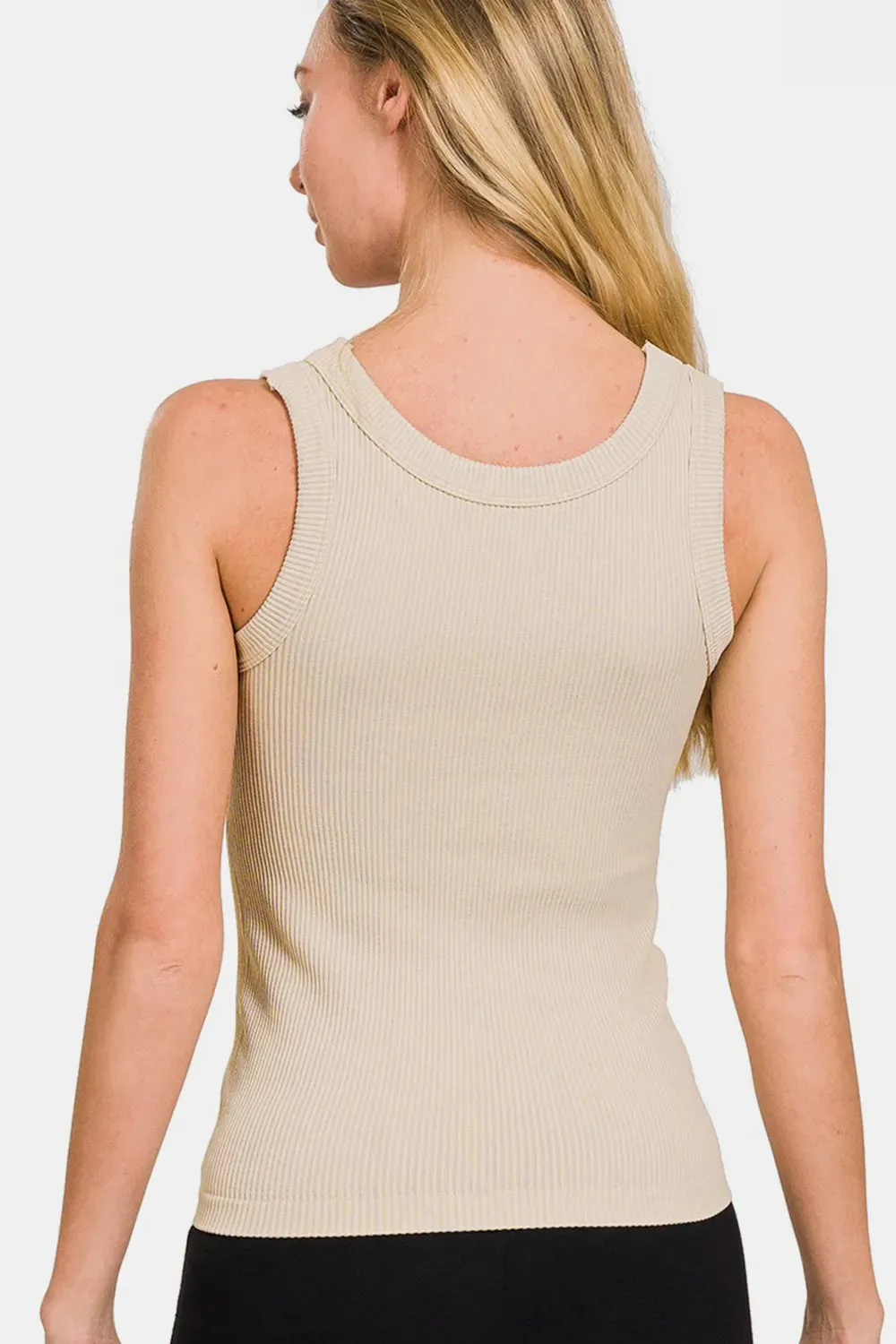 2 Way Neckline Washed Ribbed Tank