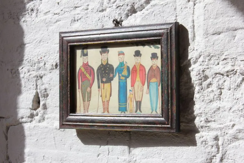 A Charming Small Primitive Watercolour Picture of an Early 19thC Family