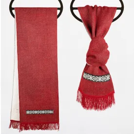 Alicia's FREE RED SCARF - Dual-Tone, Brushed Finish, Embroidery - Andean Elegance