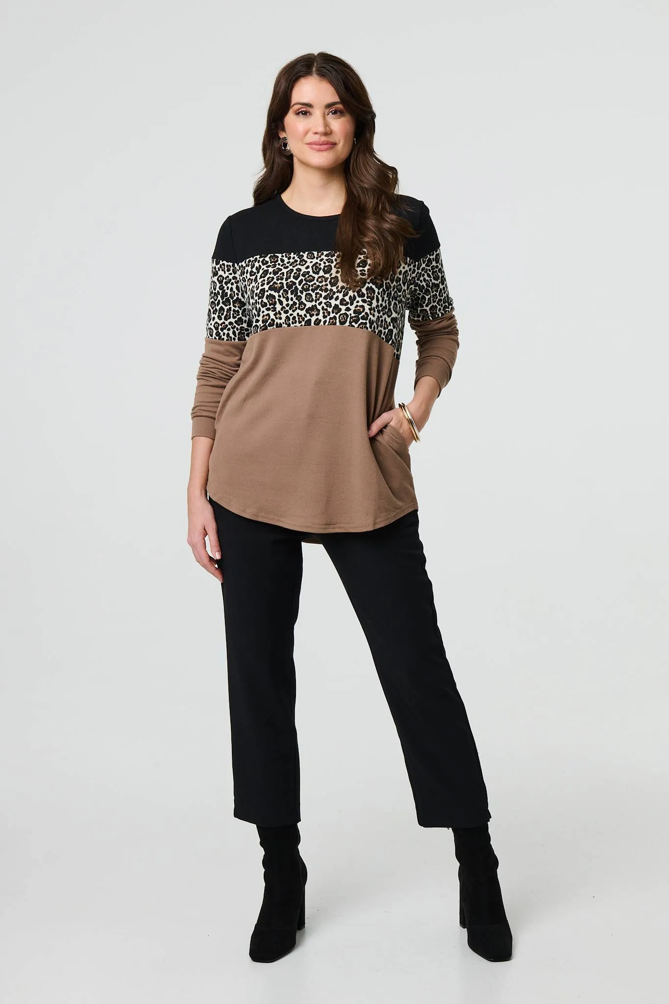 Animal Print Striped Top