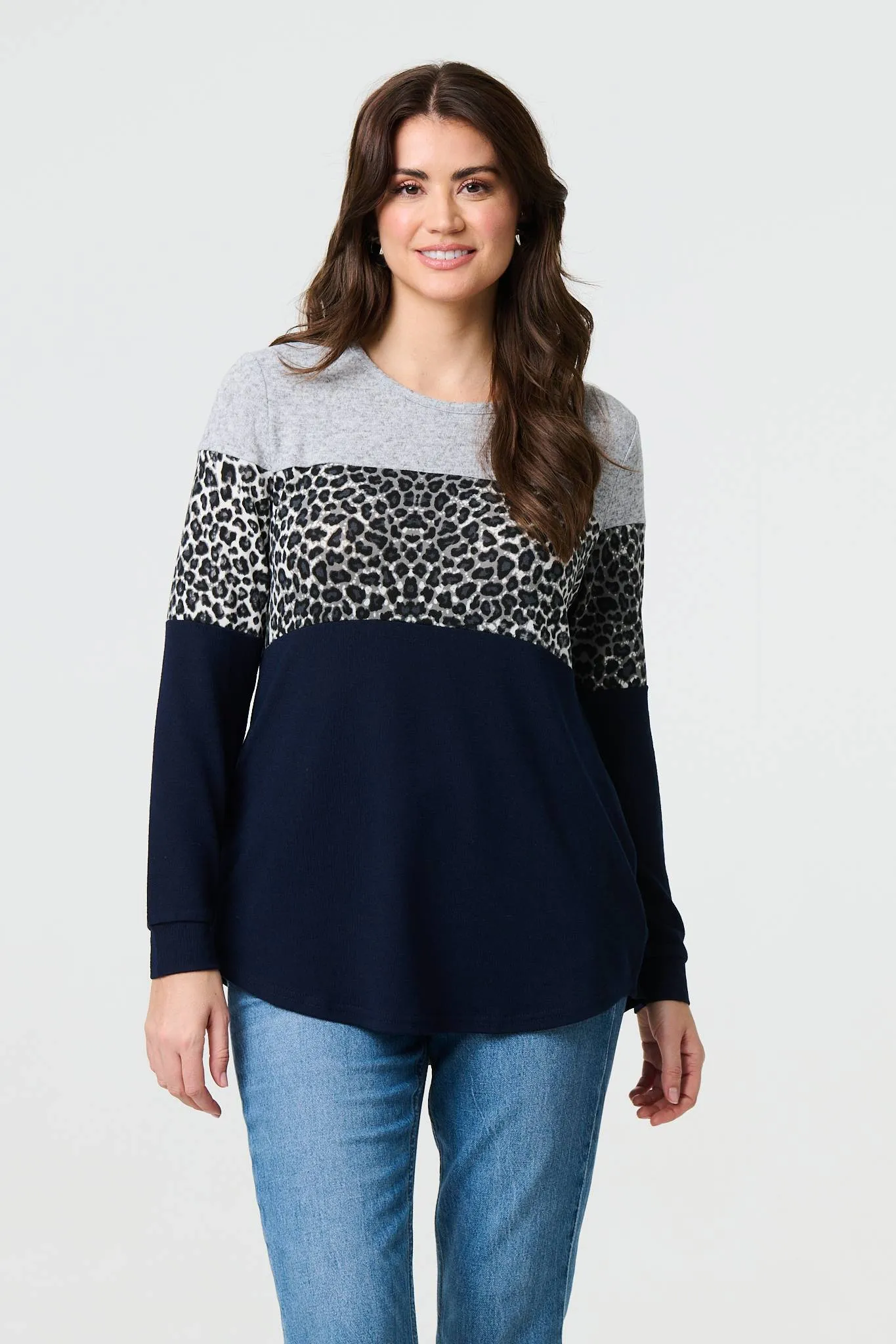 Animal Print Striped Top