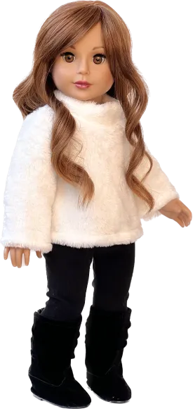 Arctic Glam - 3 Piece Outfit for 18 Inch Doll - White Sweater, Black Leggings and Black Boots - 18 inch Doll Clothes ( Doll Not Included)