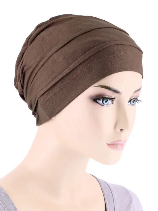 Bamboo Pleated Cap Cedar Brown