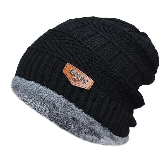 black hats Fall Hat Thick and warm and Bonnet Skullies Beanie Soft Knitted Beanies Cotton