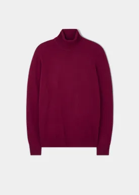 Bunbury Geelong Wool Roll Neck Jumper in Claret - Regular Fit