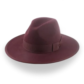 Burgundy Flat Brim Fedora in Elegant Fur Felt | The Taylor