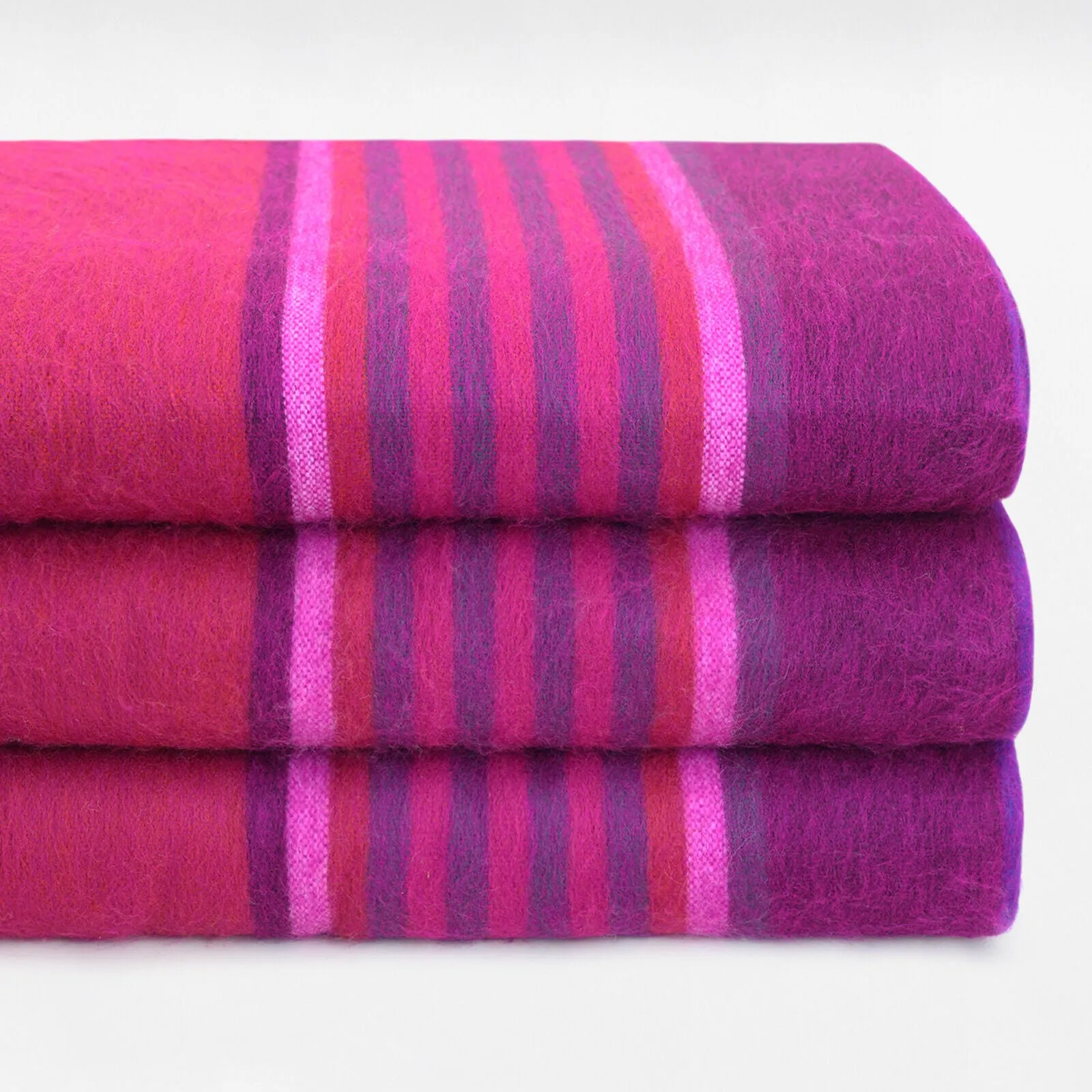 Chone - Baby Alpaca Wool Throw Blanket / Sofa Cover - Queen Size 97" x 69" - Vibrant Purples & Rich Pinks