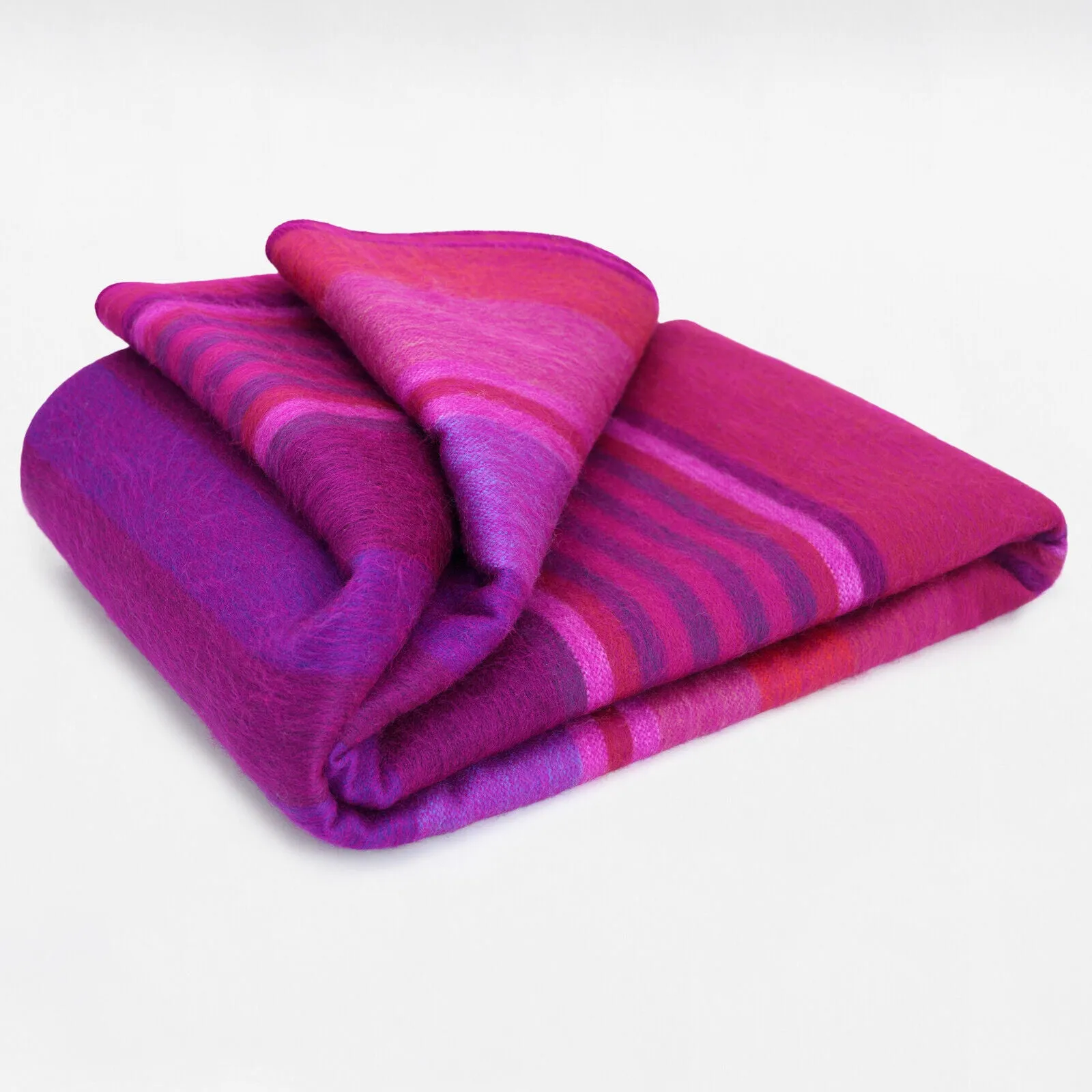 Chone - Baby Alpaca Wool Throw Blanket / Sofa Cover - Queen Size 97" x 69" - Vibrant Purples & Rich Pinks