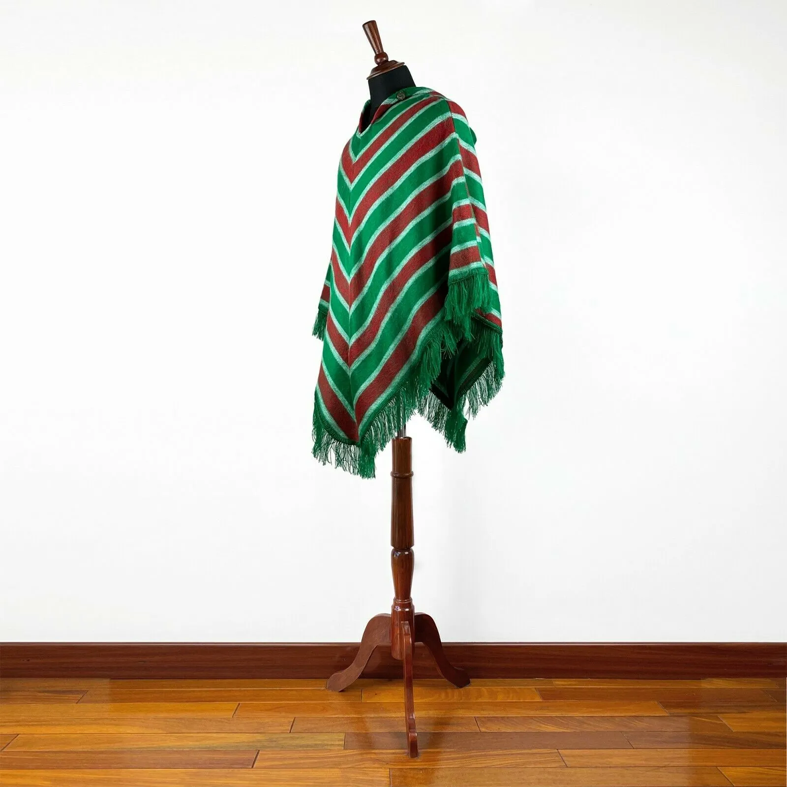 Christmas Elf Pyjama baby alpaca hooded poncho costume - striped green/red - Adult/Kids sizes