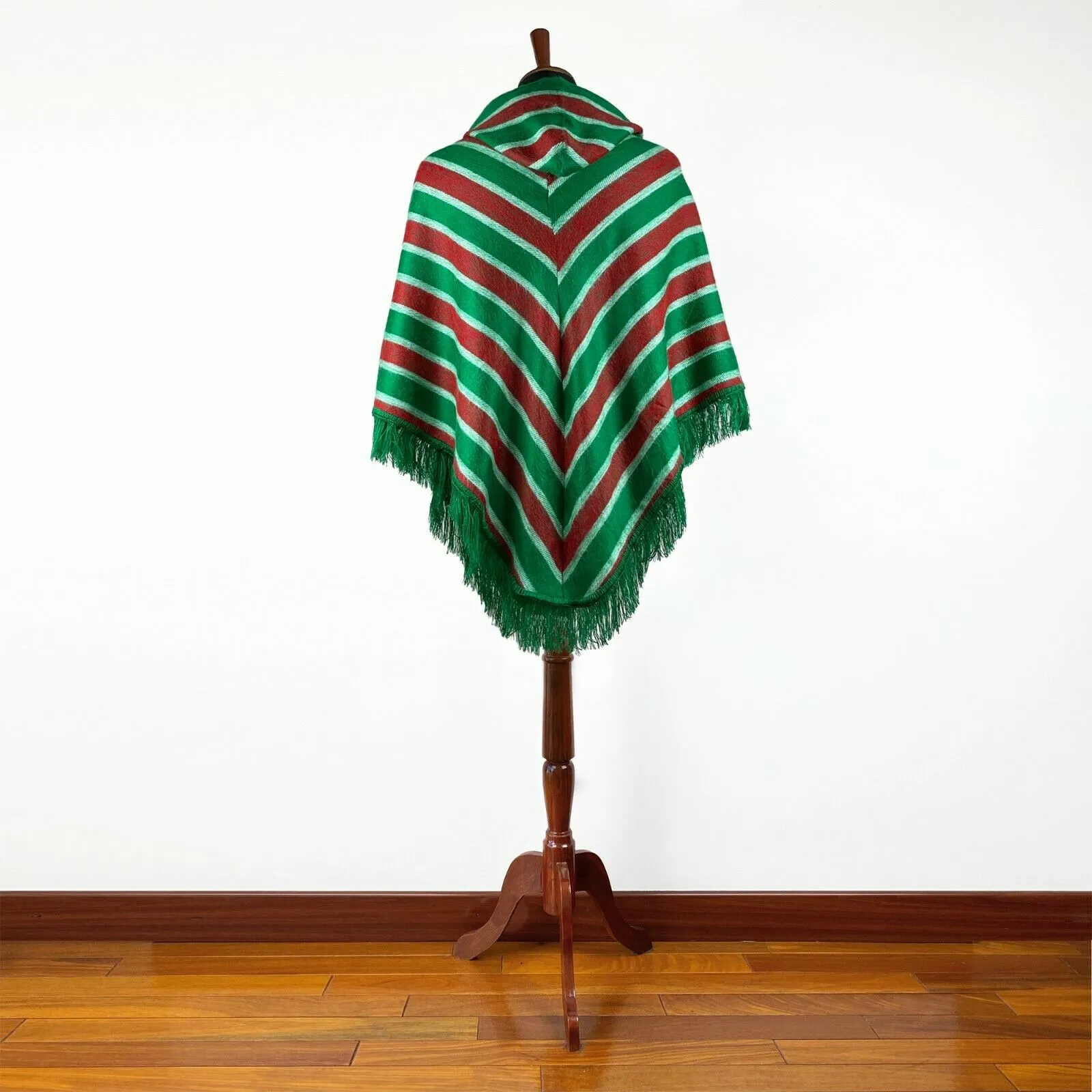 Christmas Elf Pyjama baby alpaca hooded poncho costume - striped green/red - Adult/Kids sizes