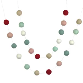 Christmas Felt Ball Garland- Red, Pink, Teal, Almond, White