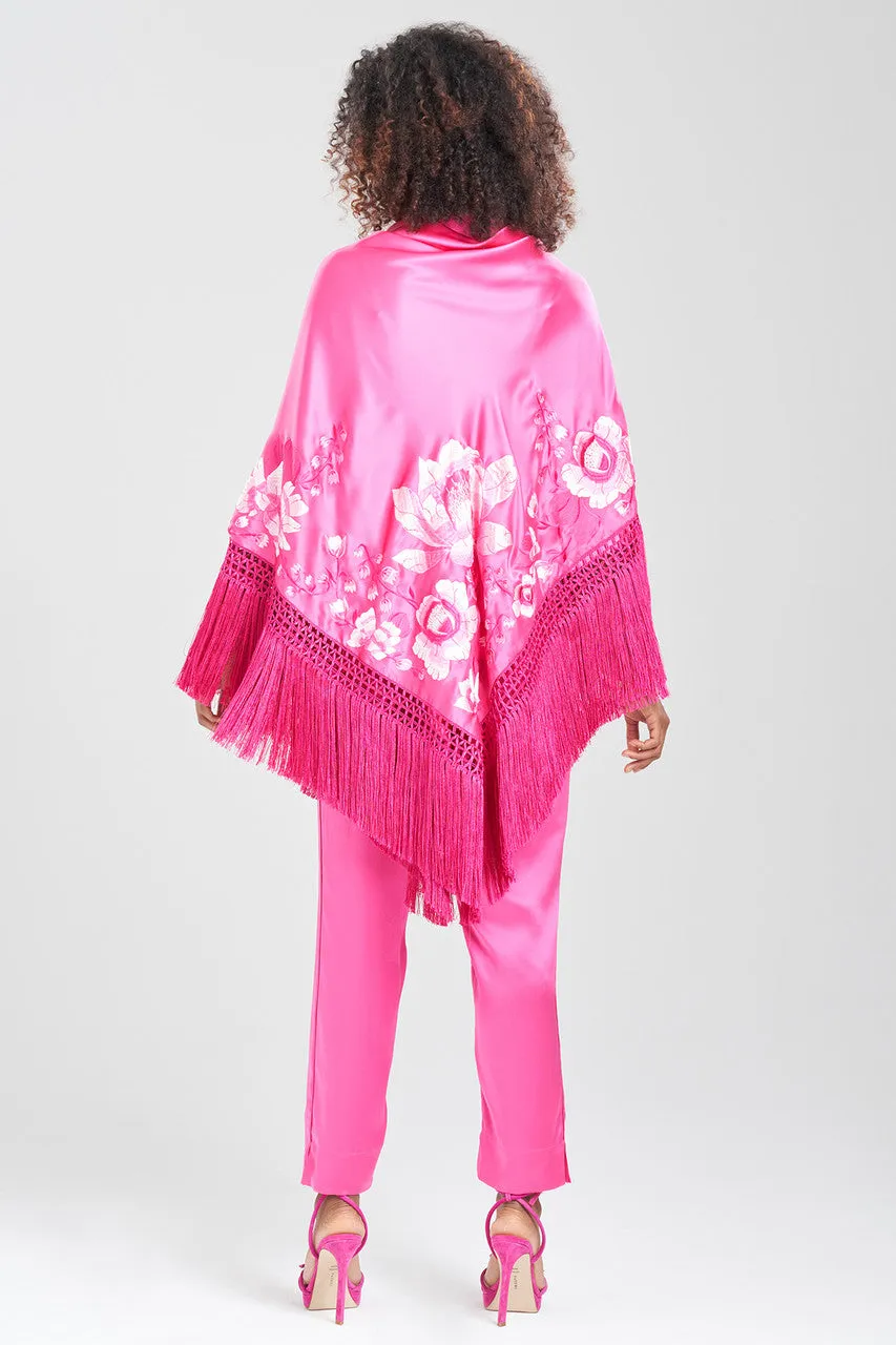 Couture Hanabi Embroidered Fringe Silk Shawl