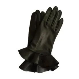 Danielle - Women's Silk Lined Leather Gloves with Ruffle