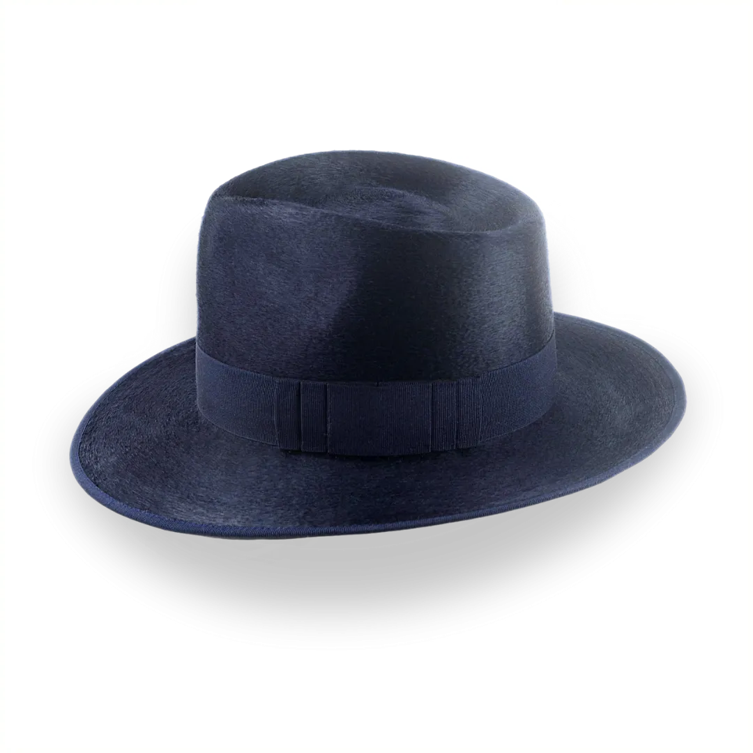 Denim Blue Luxurious Silk Finish Fedora for Men | The Zephyr