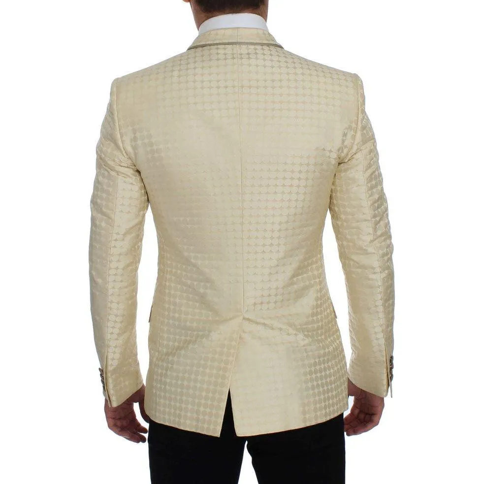 Dolce & Gabbana Sophisticated Beige Polka Dotted Blazer & Vest