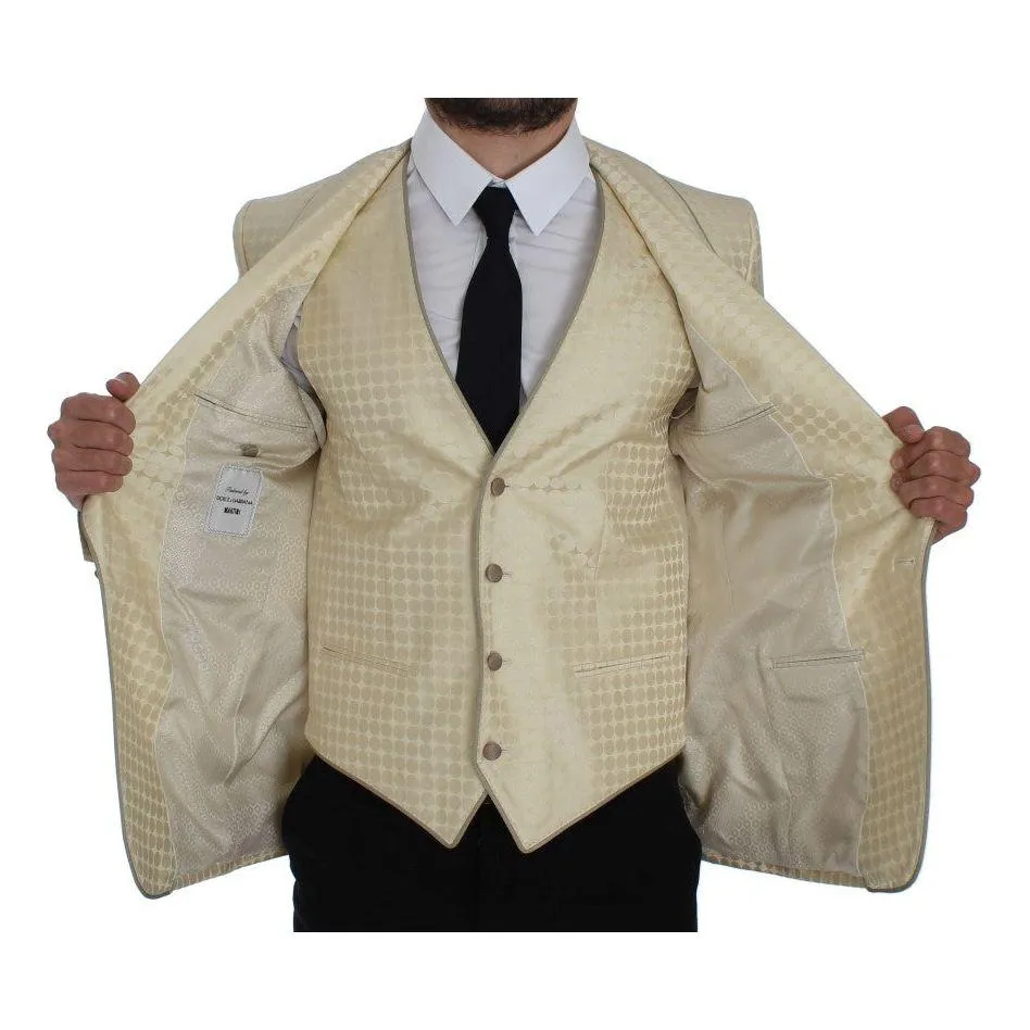 Dolce & Gabbana Sophisticated Beige Polka Dotted Blazer & Vest