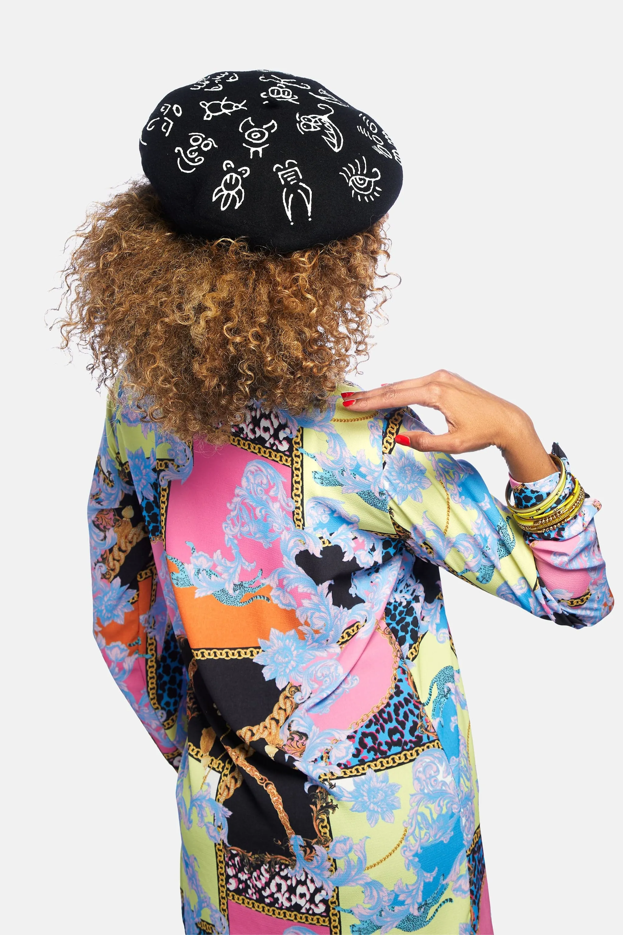 Doodle Beret in Black