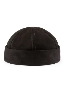 Dover Black Leather Watch Cap