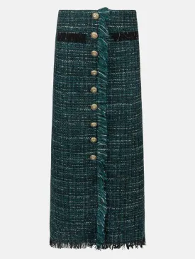 Emerald Wool Tweed Skirt