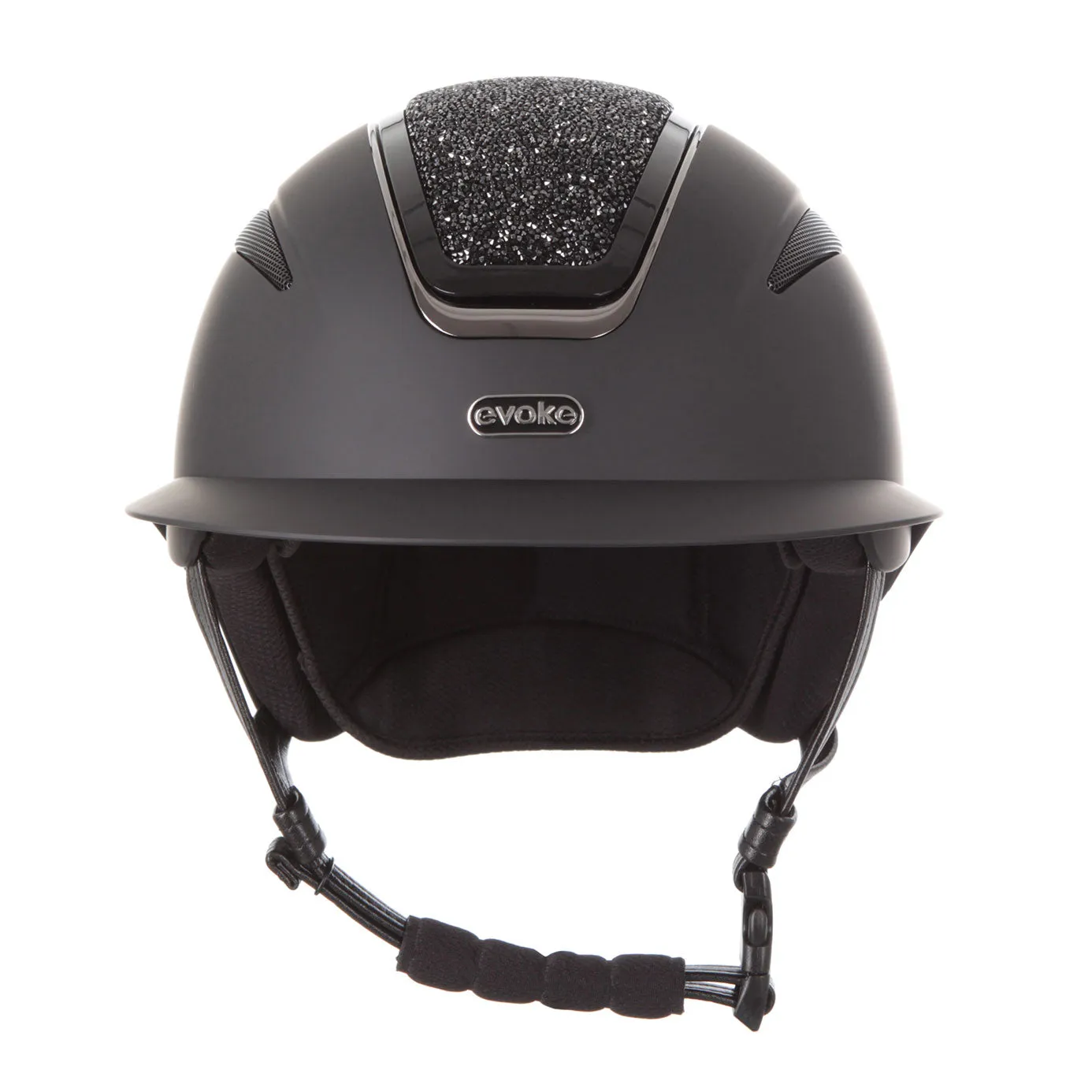 Evoke Callisto Wide Peak Riding Hat - Black/Black Crystal