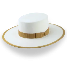 Flat Western Cowboy Hat in Ivory Fur Felt | The Tower