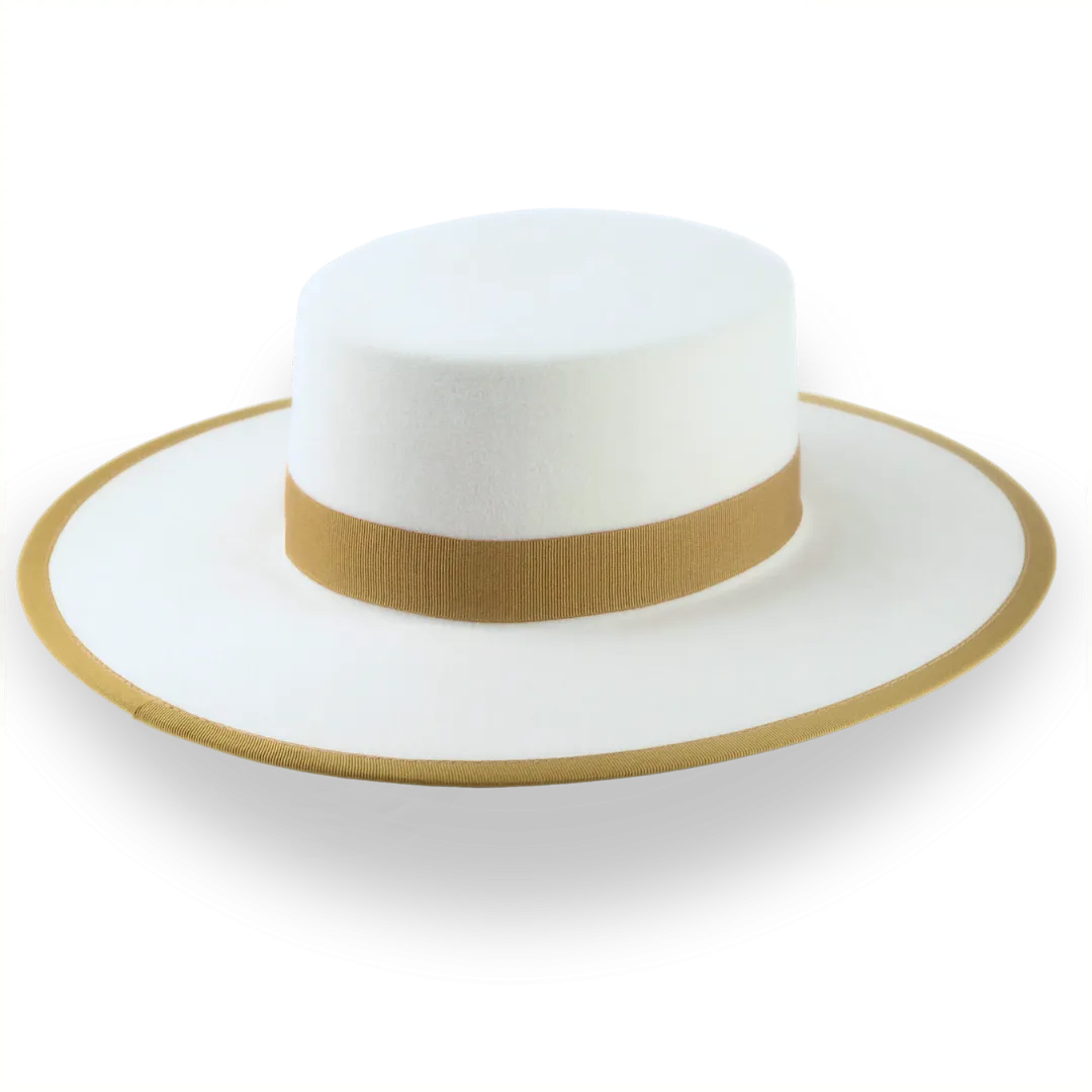 Flat Western Cowboy Hat in Ivory Fur Felt | The Tower