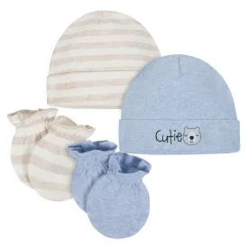 Gerber® 4-Piece Boys Organic Cap & Mittens Set