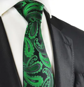 Green and Black Paisley Silk Necktie