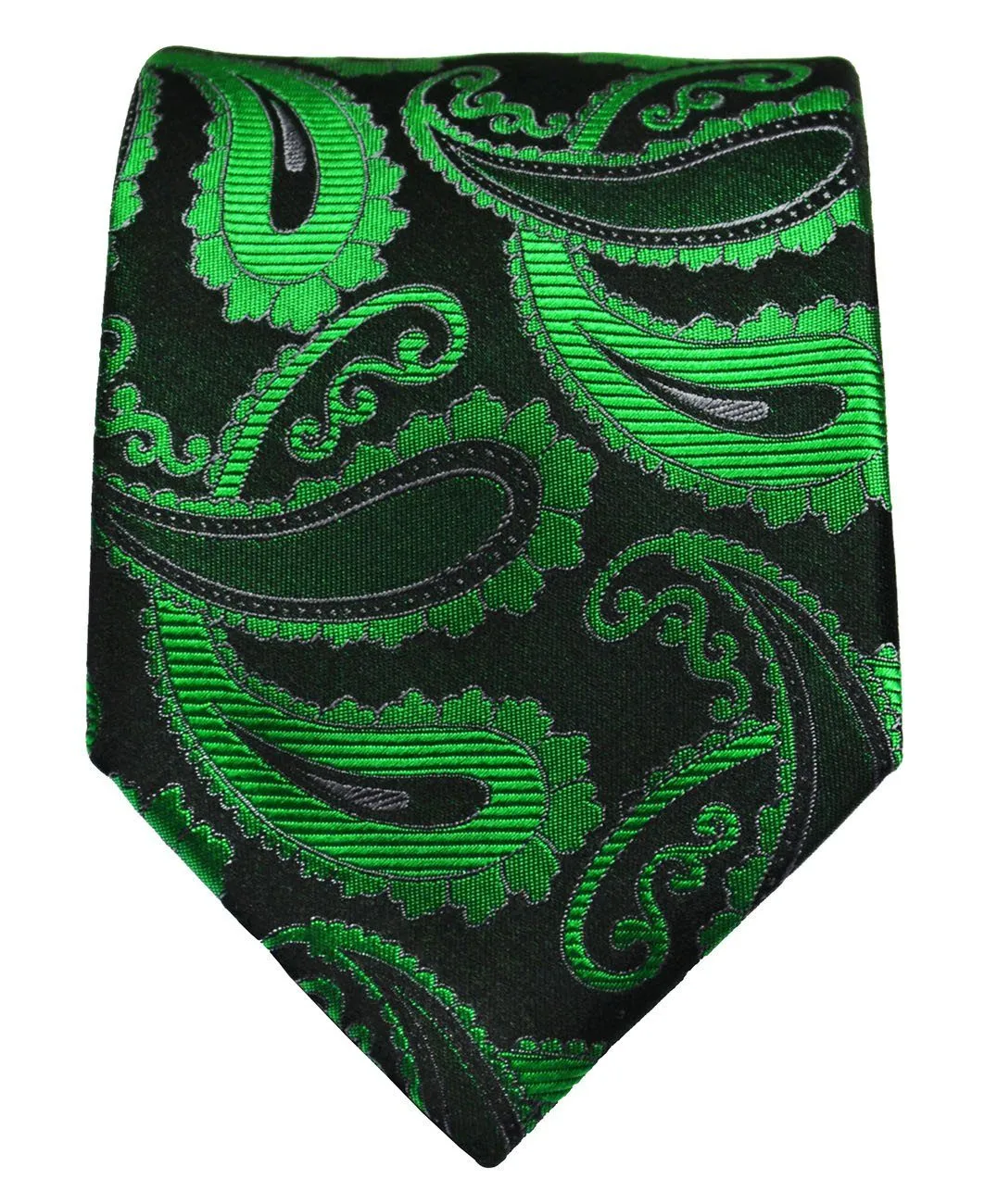 Green and Black Paisley Silk Necktie