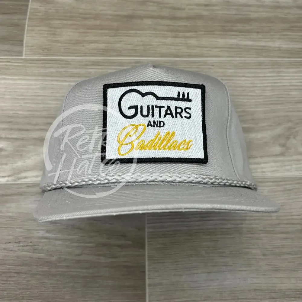 Guitars & Cadillacs (square) Patch on Tall Gray Retro Rope Hat