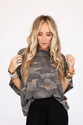 Here For Camo Top - Olive