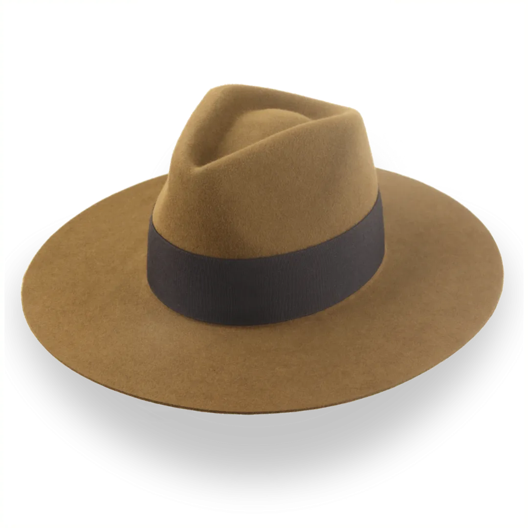 Light Brown Custom Design Wide Brim Rancher Fedora Hat | The Prairie