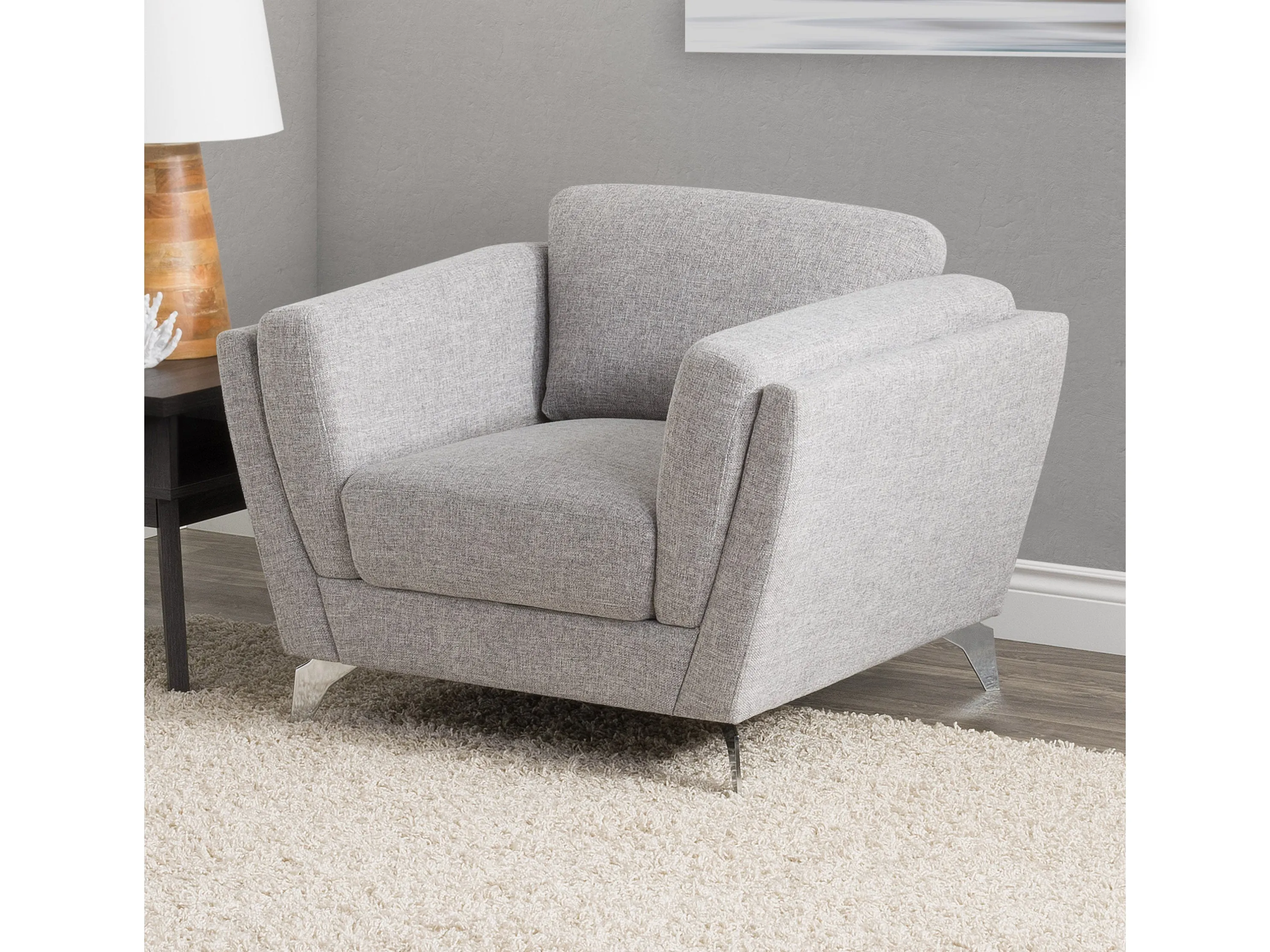 Light Grey Upholstered Arm Chair