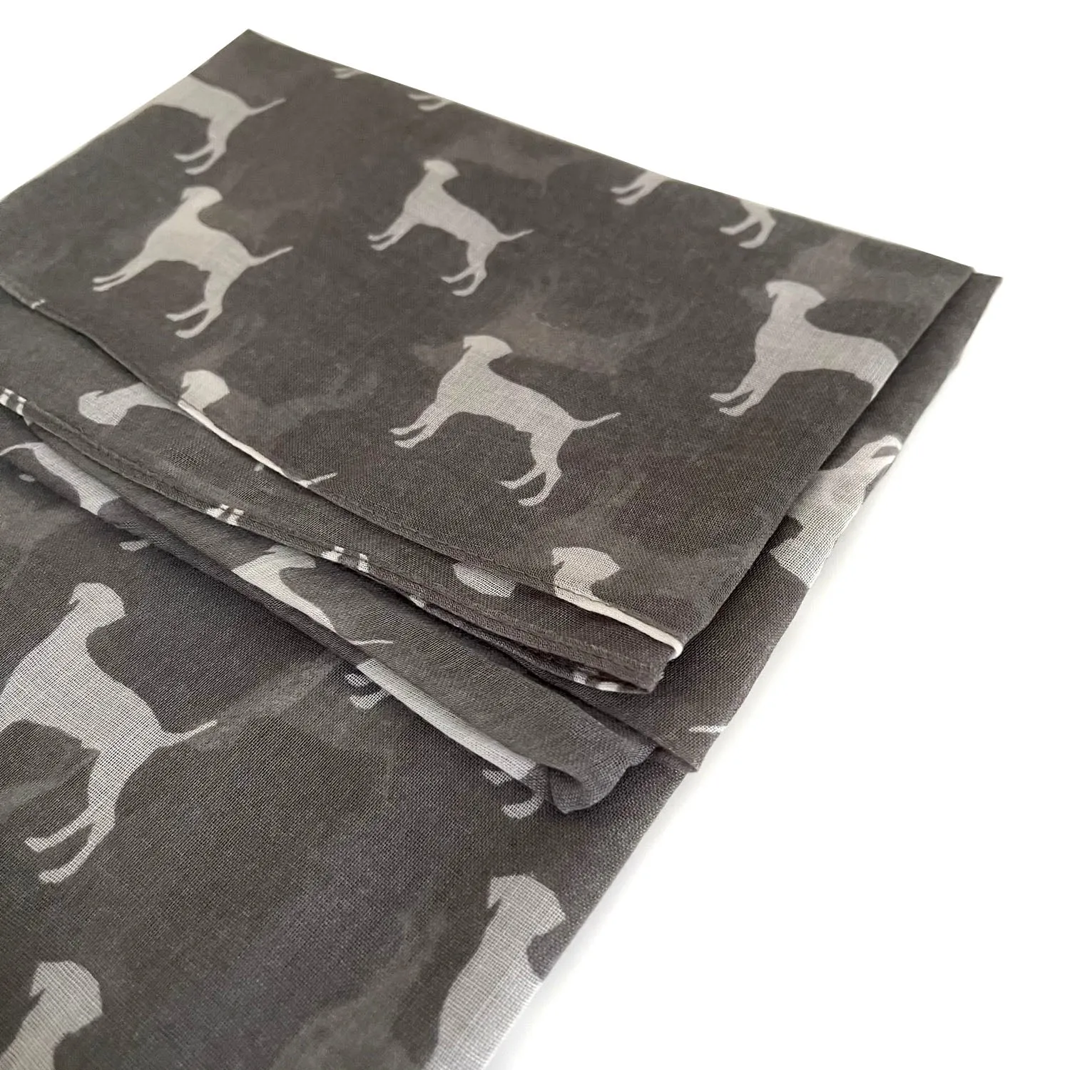 LIGHTWEIGHT GREY DOG PRINT SHEER NECK SCARF