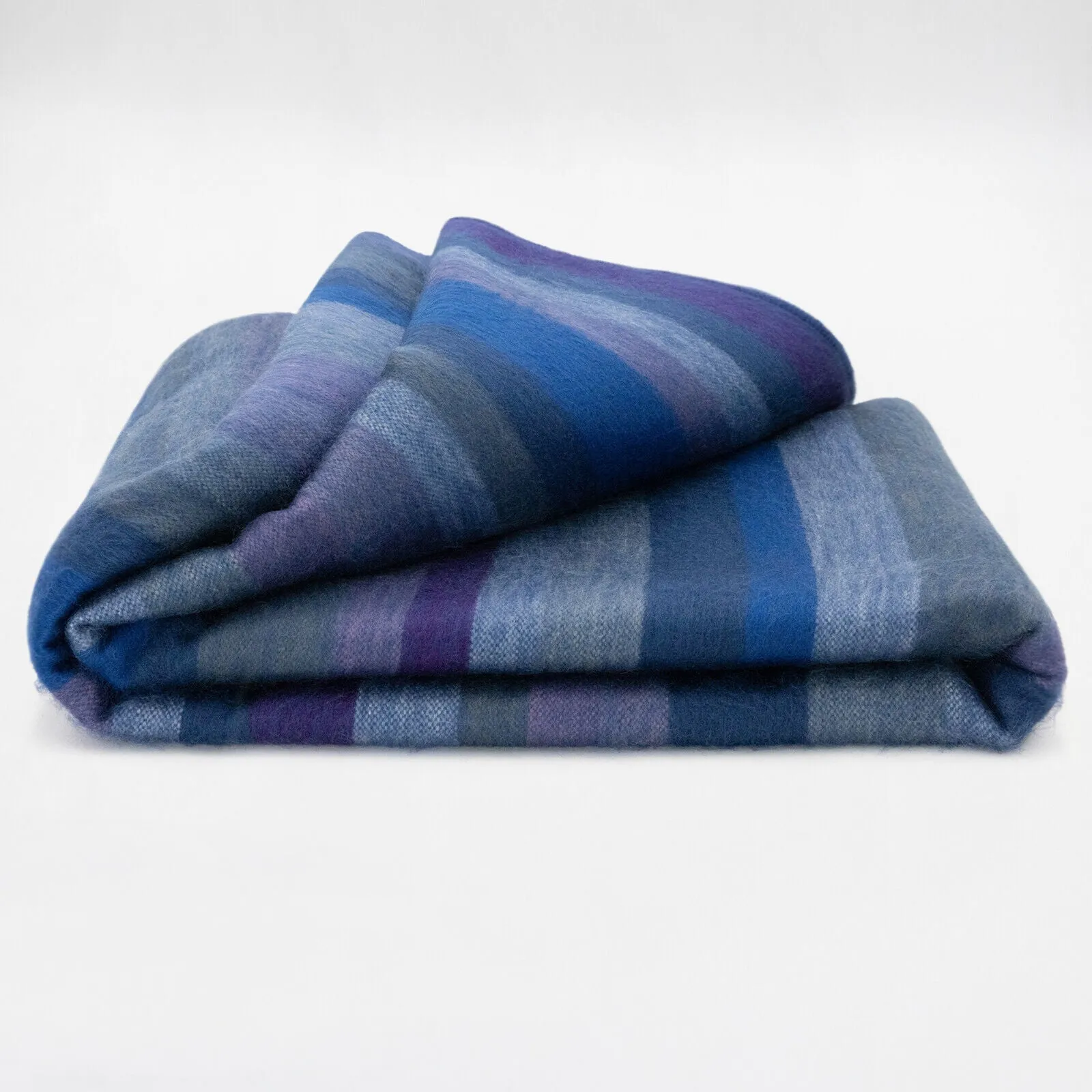 Morona - Baby Alpaca Wool Throw Blanket / Sofa Cover - Queen 96 x 68 in - Oceanic Blues - Varied Blue Tones