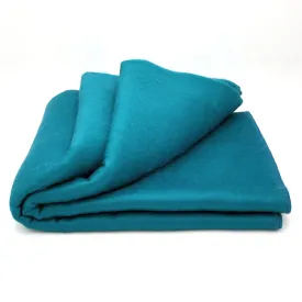 Moyaschucho - Baby Alpaca Wool Throw Blanket / Sofa Cover - Queen 90" x 65" - solid pattern teal/turquoise/blue/cyan