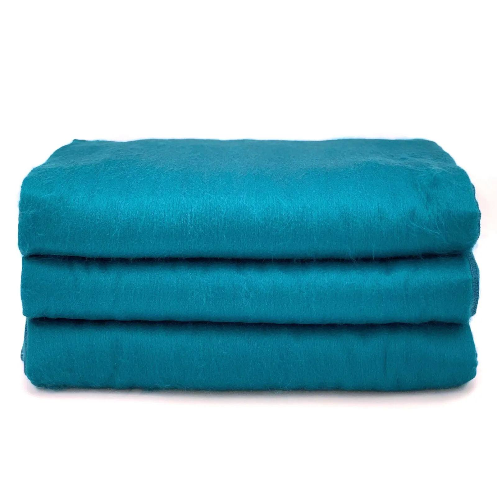 Moyaschucho - Baby Alpaca Wool Throw Blanket / Sofa Cover - Queen 90" x 65" - solid pattern teal/turquoise/blue/cyan