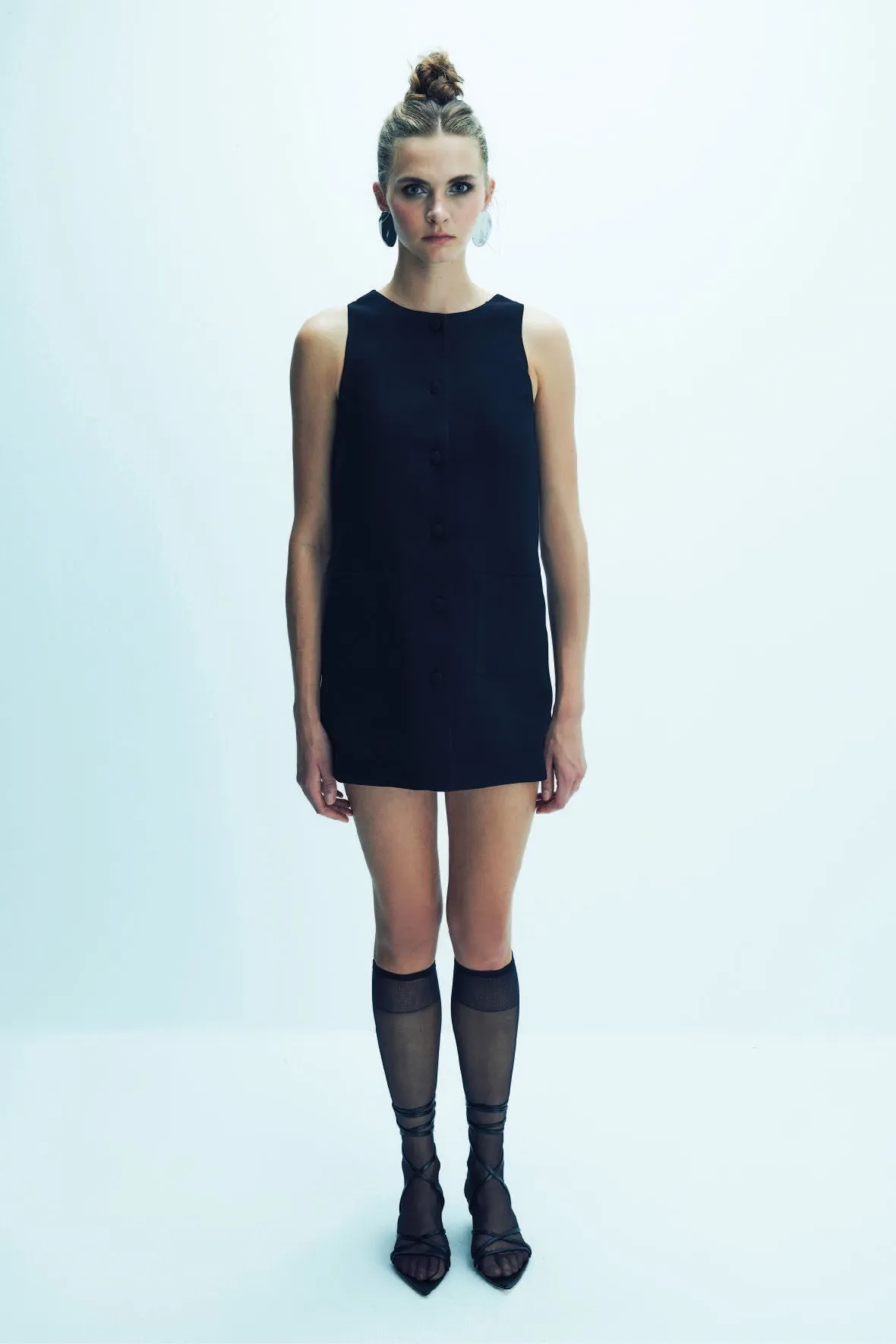 Odette Crepe Mini Dress in Black