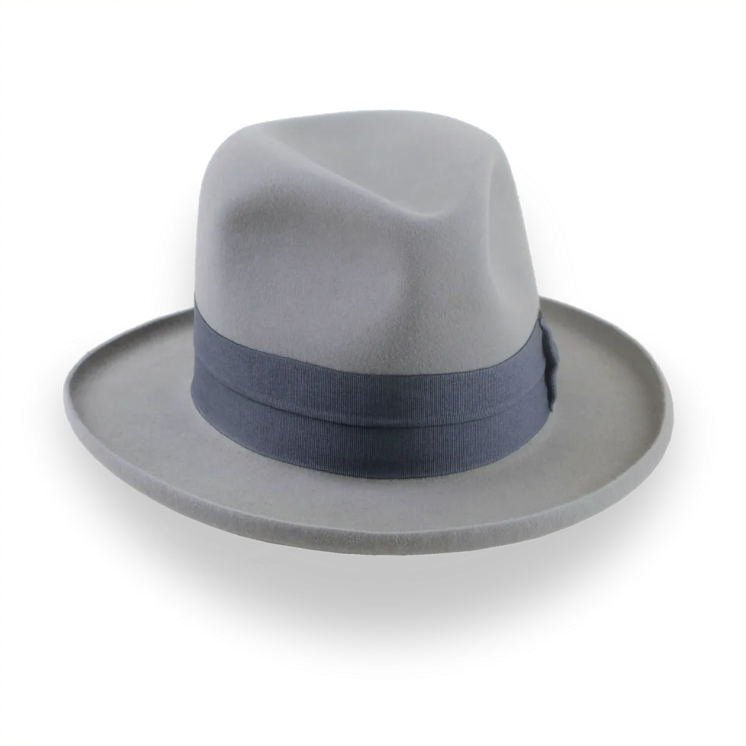 Pewter Grey Pencil Brim Fedora with Exclusive Ribbon Hatband | The Hiero