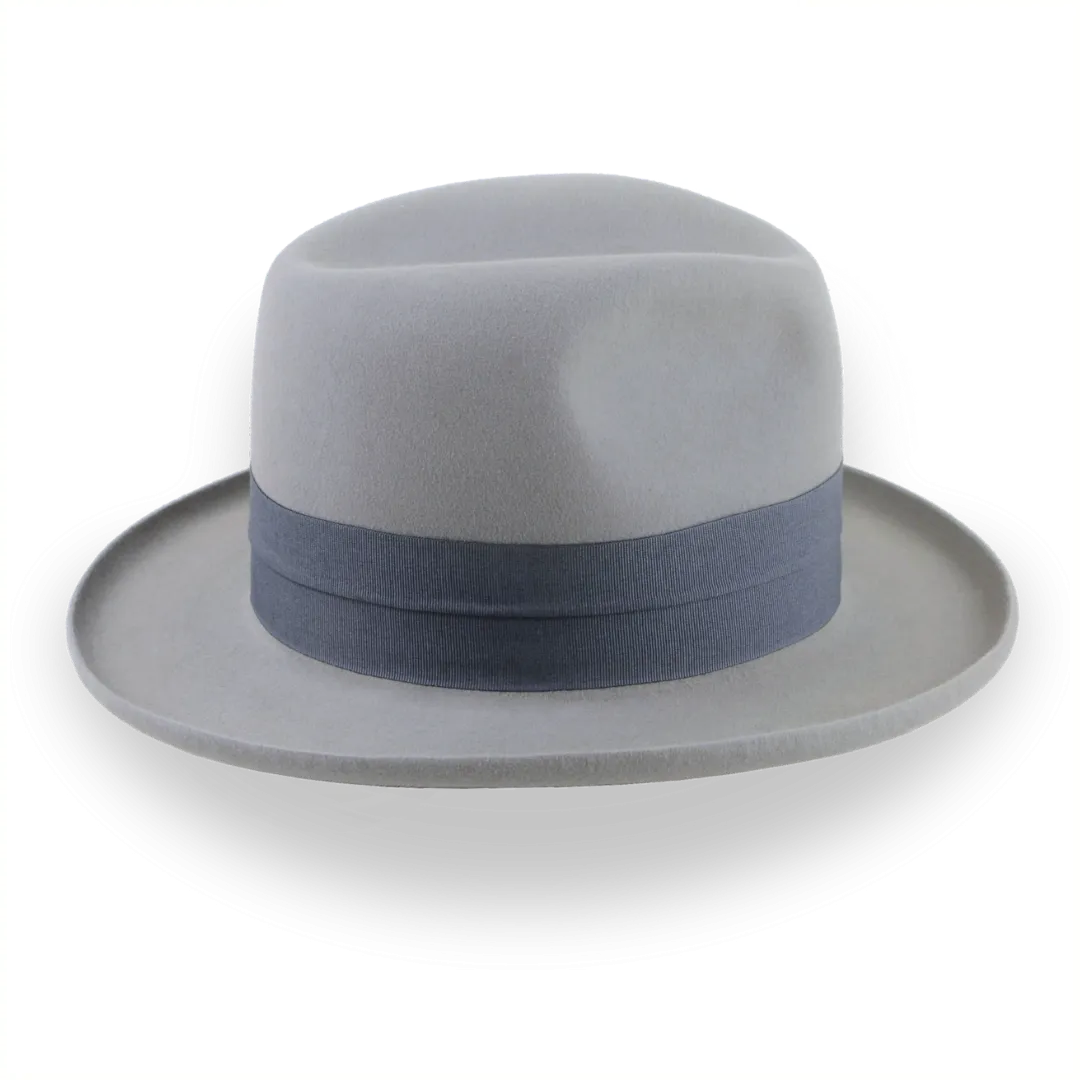 Pewter Grey Pencil Brim Fedora with Exclusive Ribbon Hatband | The Hiero