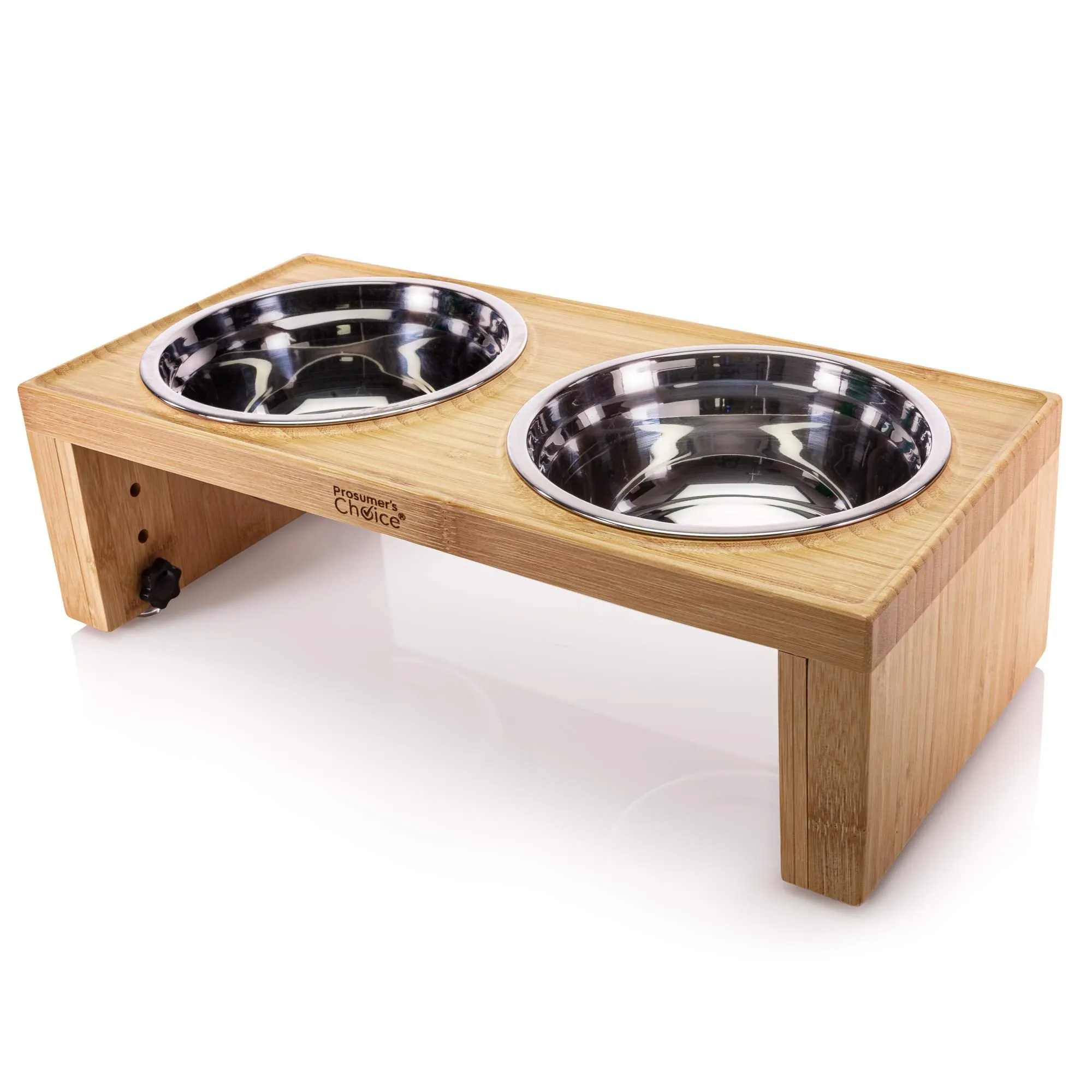 Prosumer's Choice Bamboo Adjustable Height Dog and Cat Bowls and Stand - 4.7 to 7.7 Inches