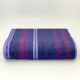 Punguloma - Baby Alpaca Wool Throw Blanket / Sofa Cover - Queen 97" x 67" - striped pattern blue/purple/violet