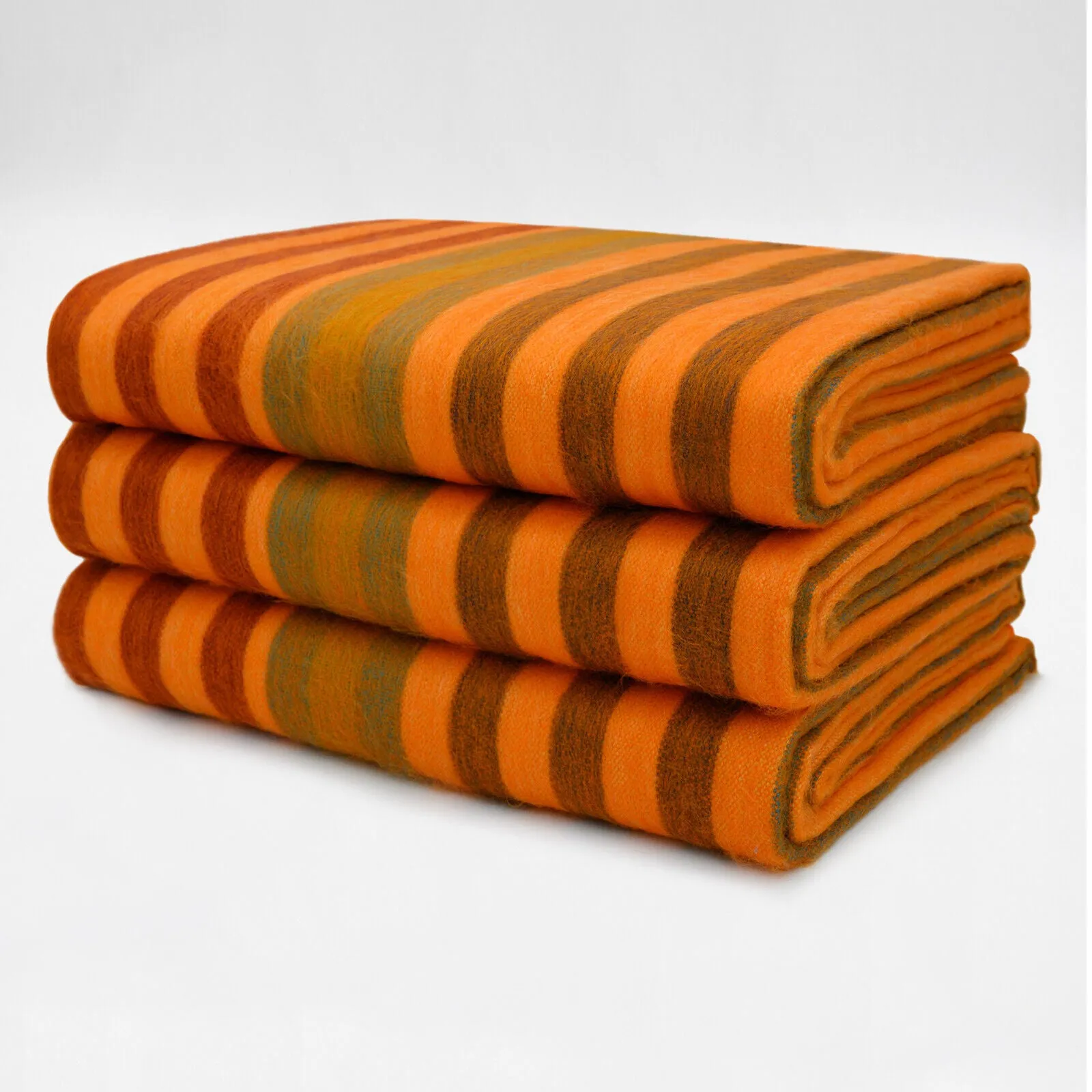 Putumayo - Baby Alpaca Wool Throw Blanket / Sofa Cover - Queen 96 x 68 in - Burnt Orange/Olive Green