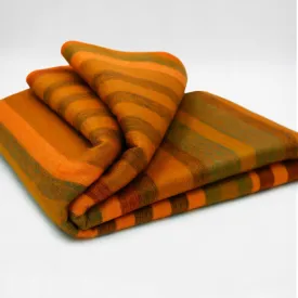 Putumayo - Baby Alpaca Wool Throw Blanket / Sofa Cover - Queen 96 x 68 in - Burnt Orange/Olive Green