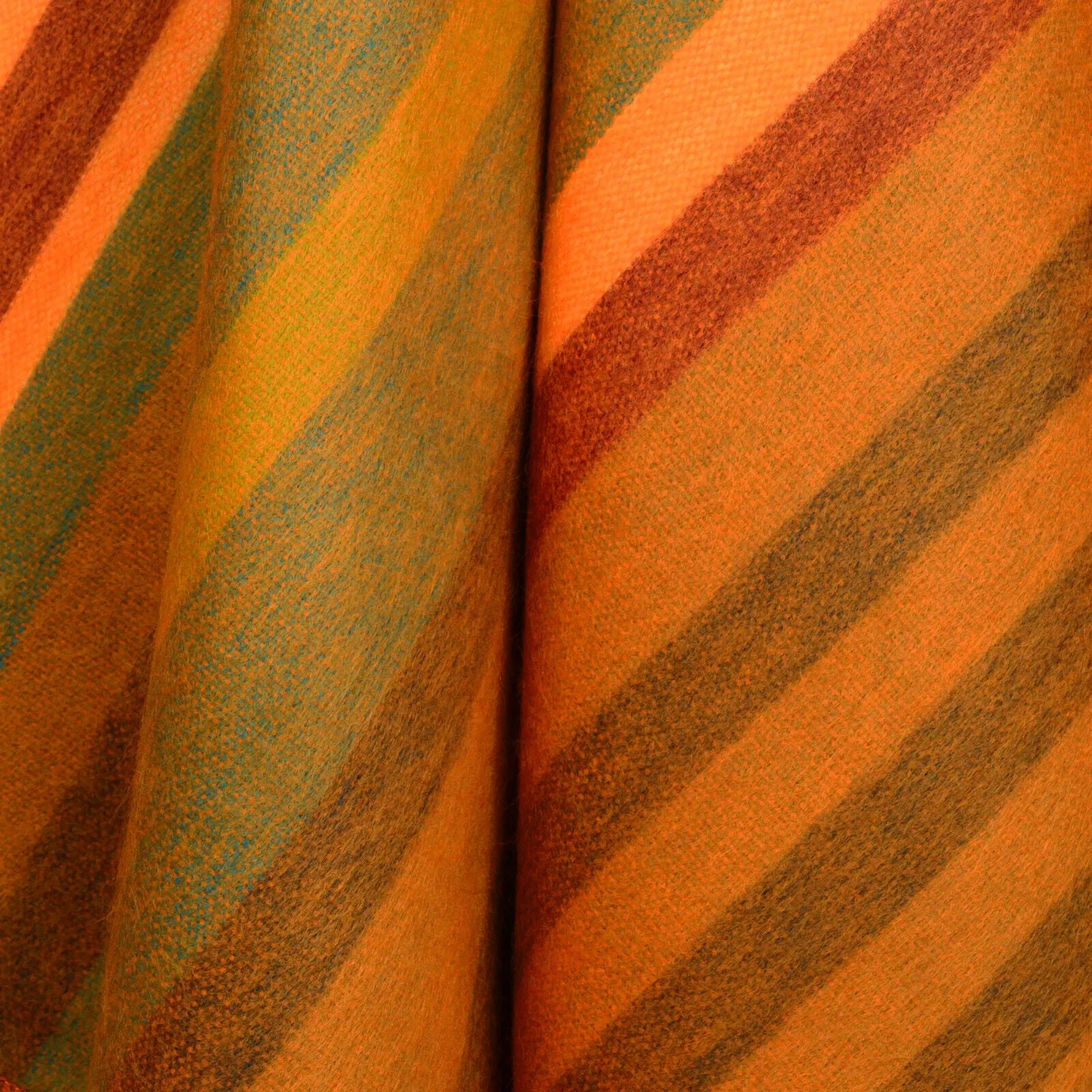 Putumayo - Baby Alpaca Wool Throw Blanket / Sofa Cover - Queen 96 x 68 in - Burnt Orange/Olive Green