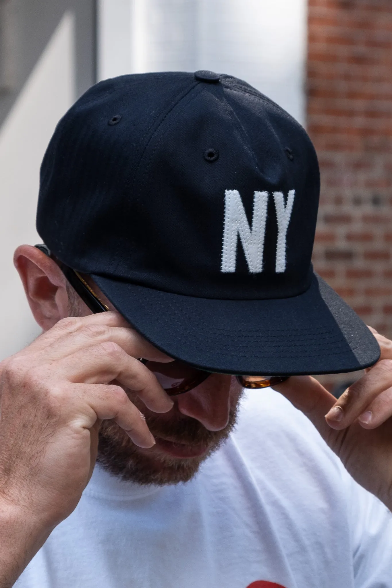 "NY" Ball Cap - Black Herringbone