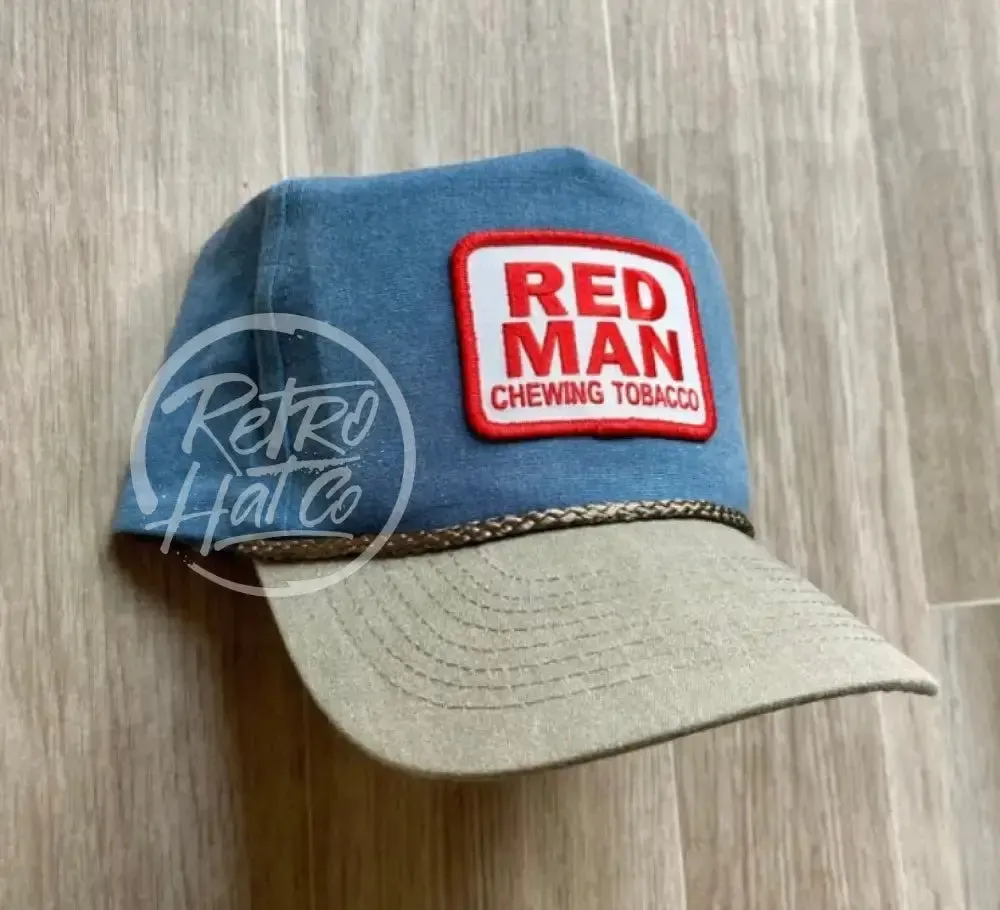 Red Man (Square) on Sky/Sand Retro Rope Hat