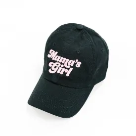 Retro Mama's Girl - Child Size Baseball Cap (Black w/ Pink)