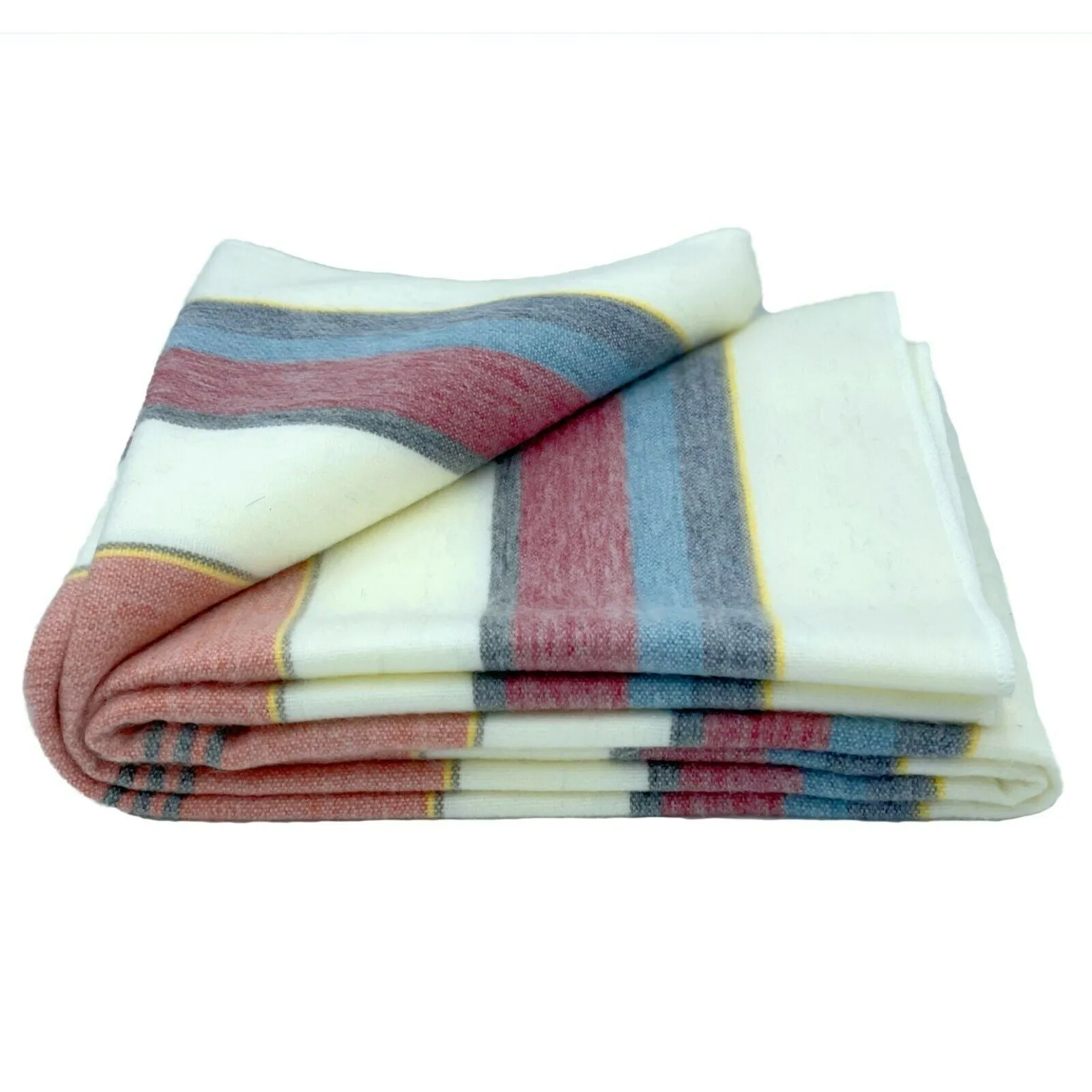 Rucu - Baby Alpaca Wool Throw Blanket / Sofa Cover - Queen 95" x 63" - multi colored stripes pattern